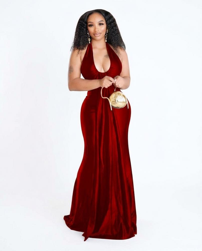 Nord Wear - Vemak | Faux Leather Halterneck Maxi Dress Women