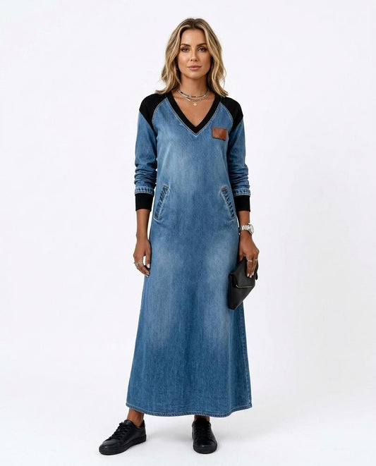 Nord Wear - Kafal | Denim Color-Block Maxi Dress Women
