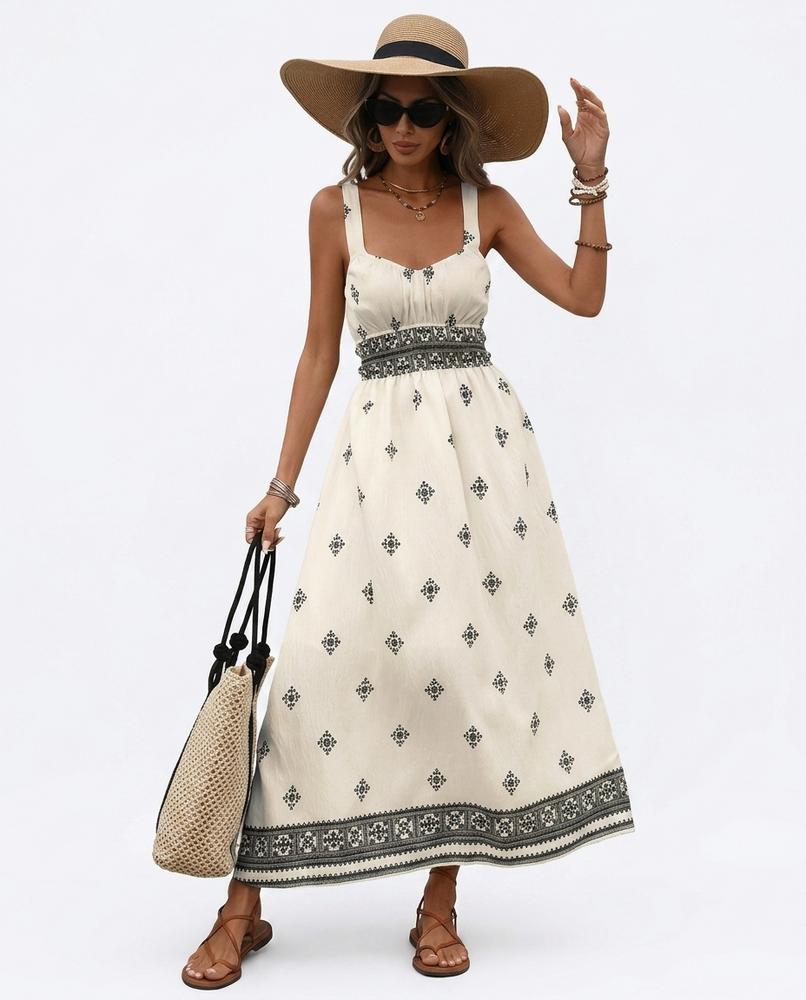 Nord Wear - Lokut | Patterned Square Neck Midi Dress Women
