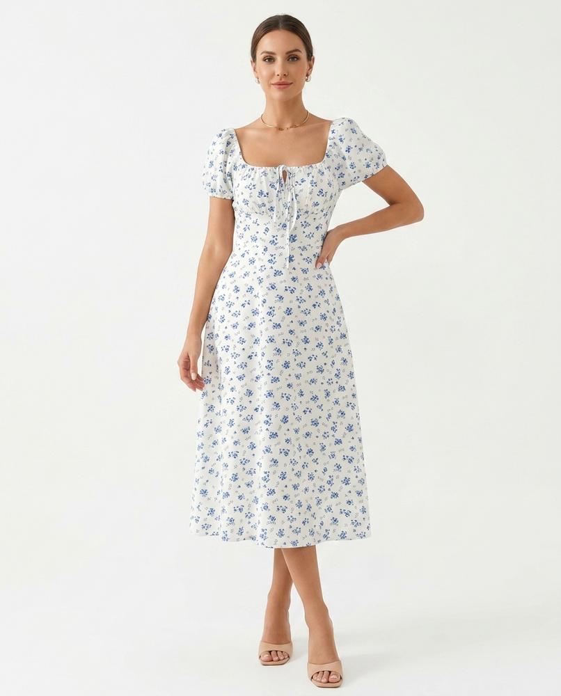 Nord Wear - Cafuk | Floral Puffed Sleeve Midi Dress Women