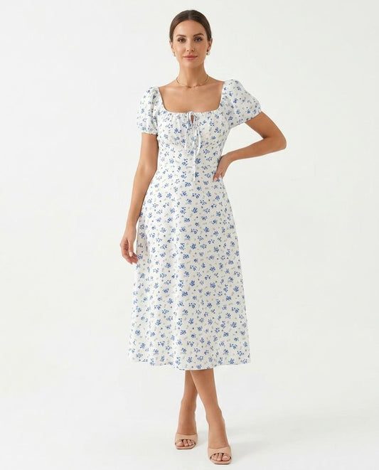 Nord Wear - Cafuk | Floral Puffed Sleeve Midi Dress Women