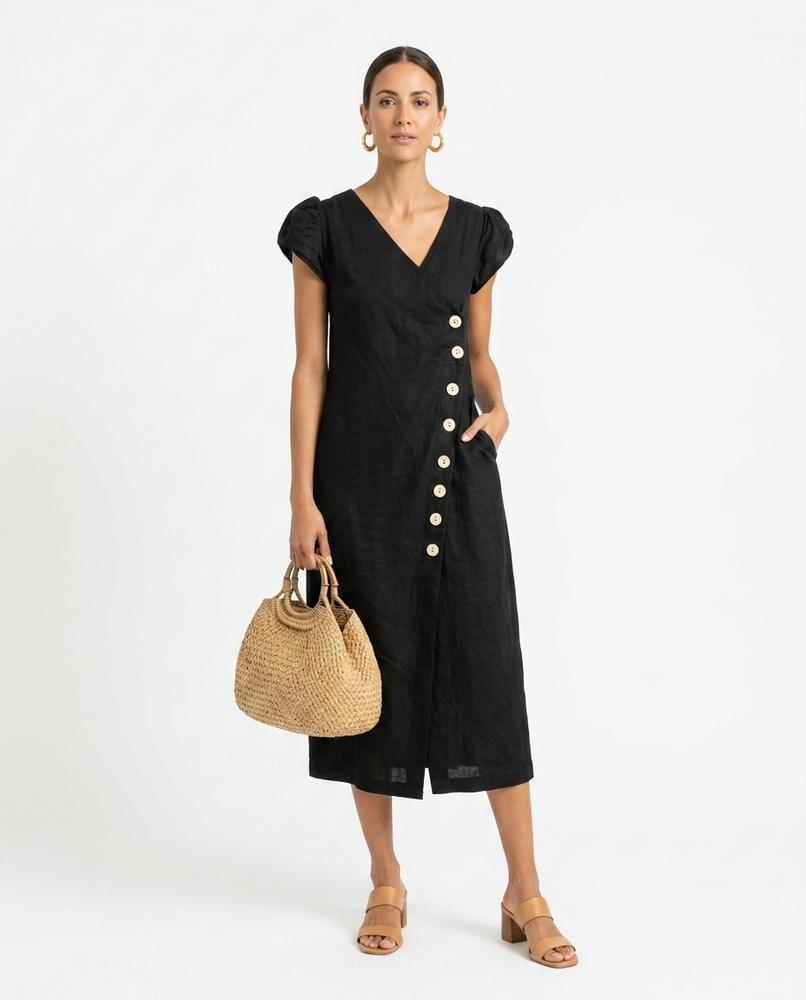 Nord Wear - Eedak | Buttoned Puff-Sleeve Midi Dress Women