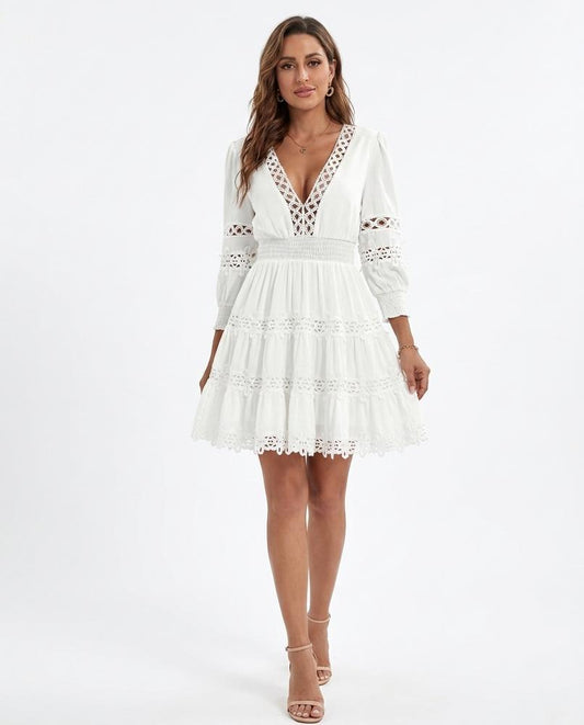 Nord Wear - Yikim | Lace-Trimmed Smocked Mini Dress Women