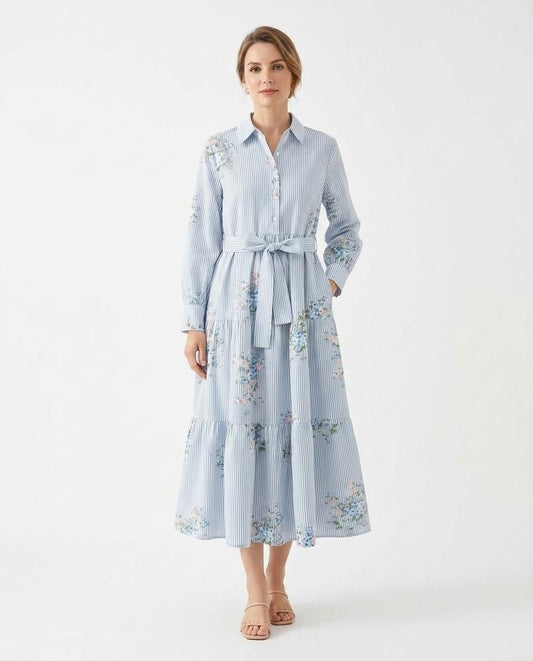 Nord Wear - Rukud | Striped Belted Midi Dress Women