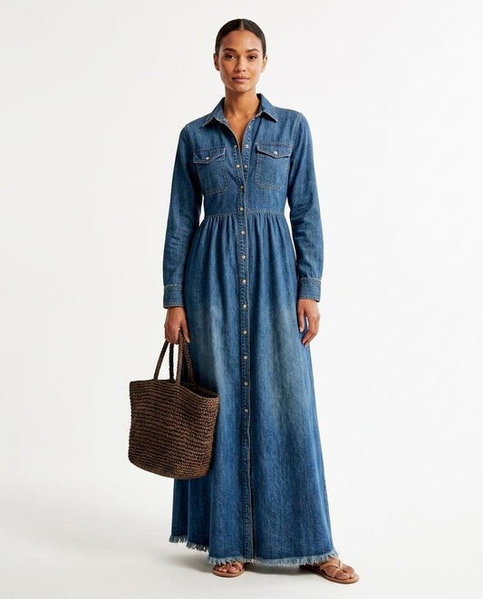 Nord Wear - Rekim | Denim Button-Front Maxi Dress Women