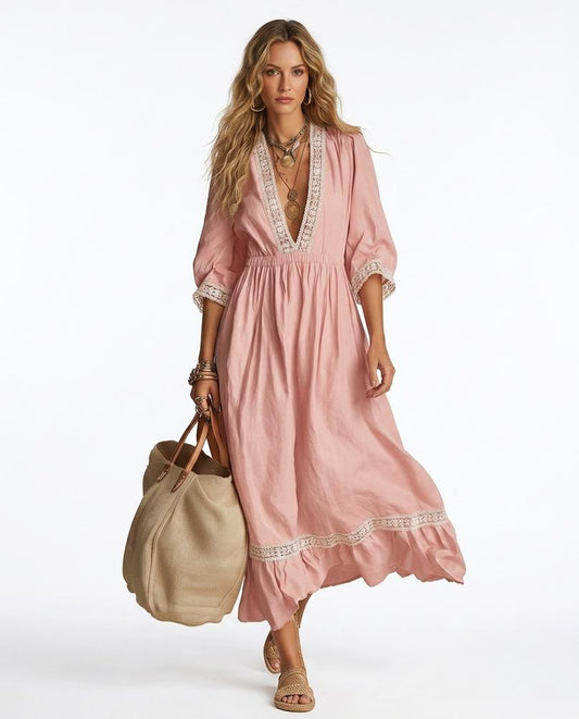 Nord Wear - Tuwik | Lace-Trimmed V-Neck Maxi Dress Women