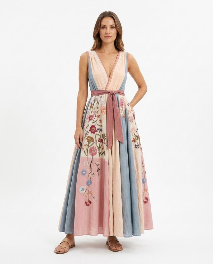 Nord Wear - Yehul | Embroidered Color-Block Maxi Dress Women