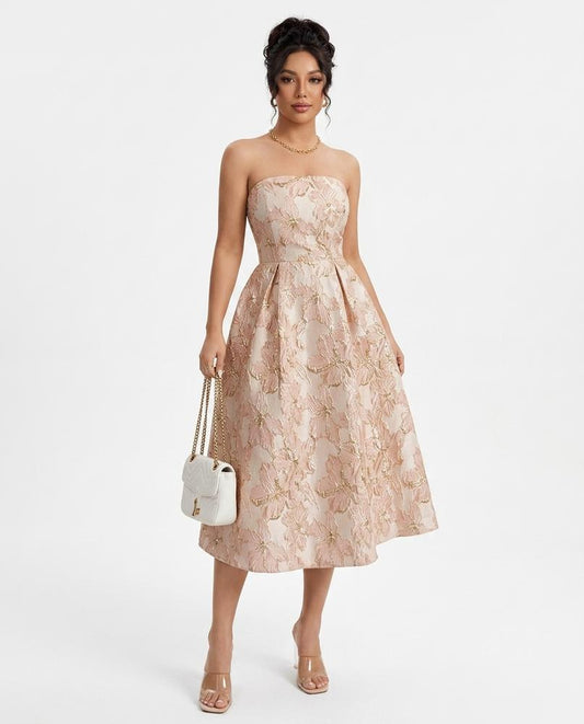 Nord Wear - Mimar | Strapless Jacquard Midi Dress Women