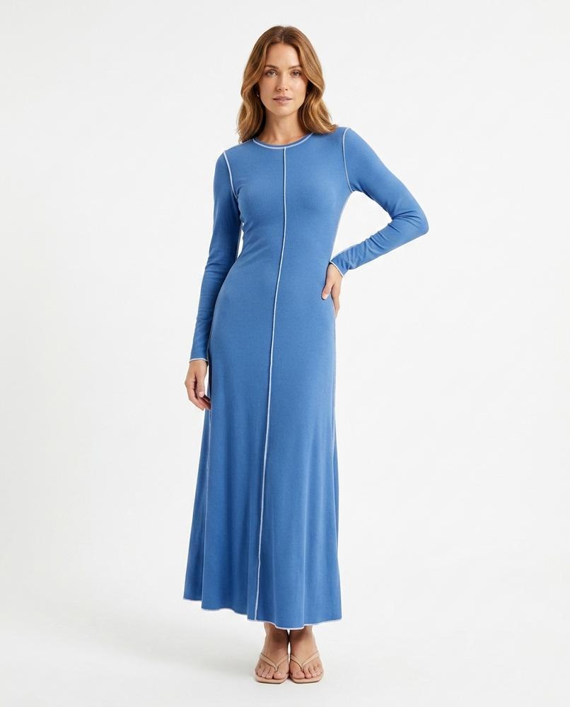 Nord Wear - Vamir | Long-Sleeved Contrast-Piped Maxi Dress Women