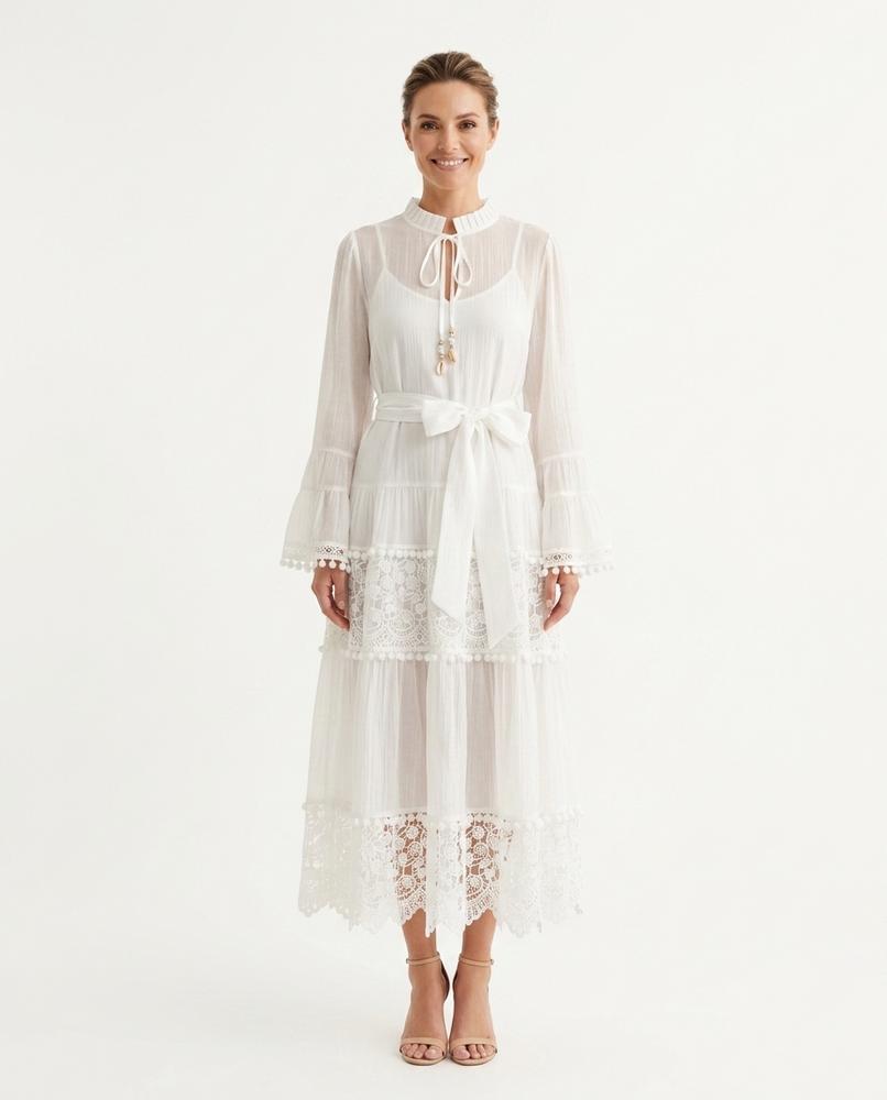 Nord Wear - Nidan | Lace-Trimmed Tiered Maxi Dress Women
