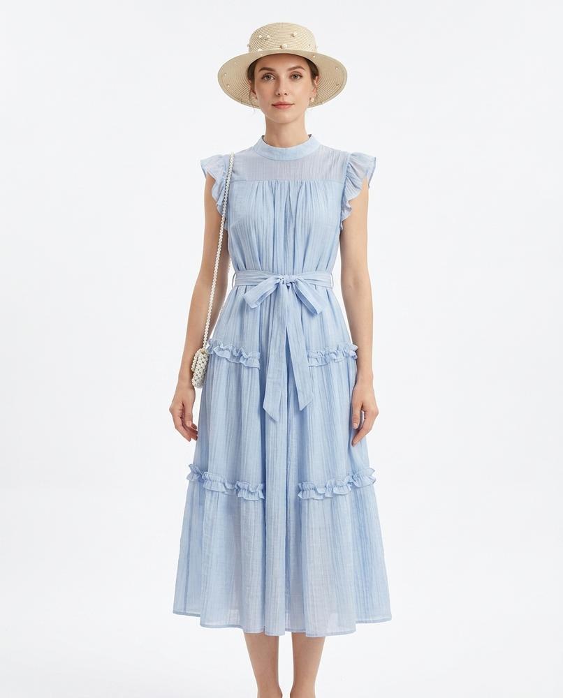 Nord Wear - Pale Yellow | Ruffled Tiered Midi Dress Women