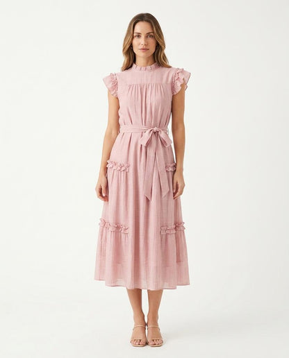 Nord Wear - Pale Yellow | Ruffled Tiered Midi Dress Women