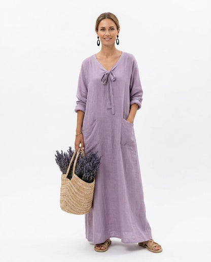 Nord Wear - Maron | Tie-Neck Long-Sleeved Maxi Dress Women