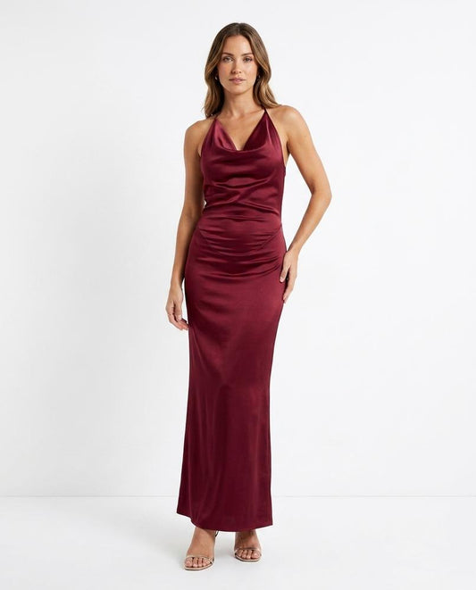 Nord Wear - Rimon | Halterneck Satin Maxi Dress Women