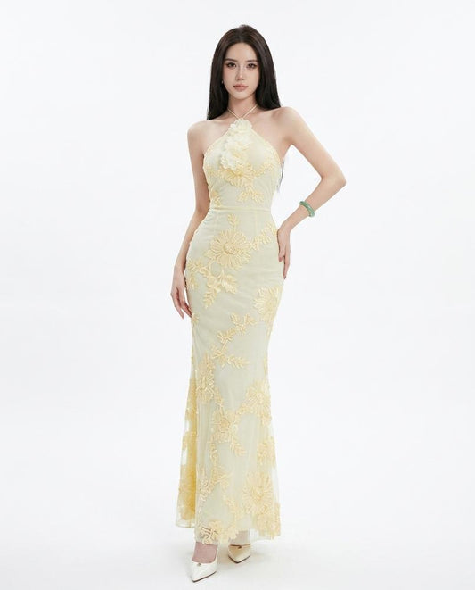 Nord Wear - Lovan | Halterneck Embroidered Maxi Dress Women
