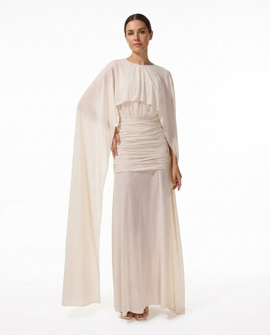 Nord Wear - Tiser | Ruched Cape-Sleeve Maxi Dress Women