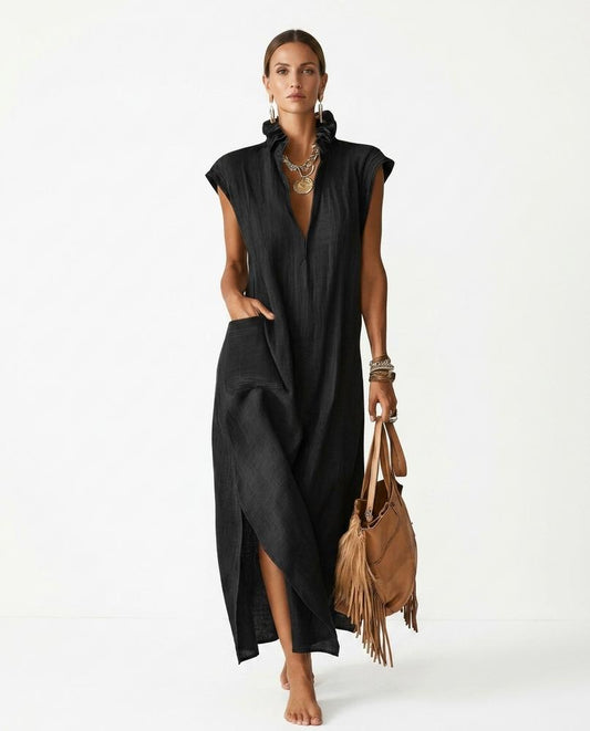 Nord Wear - Altal | Ruffled-Collar Loose-Fit Maxi Dress Women