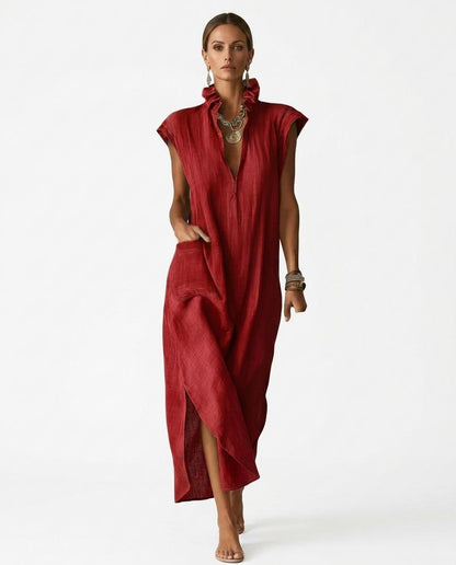 Nord Wear - Altal | Ruffled-Collar Loose-Fit Maxi Dress Women