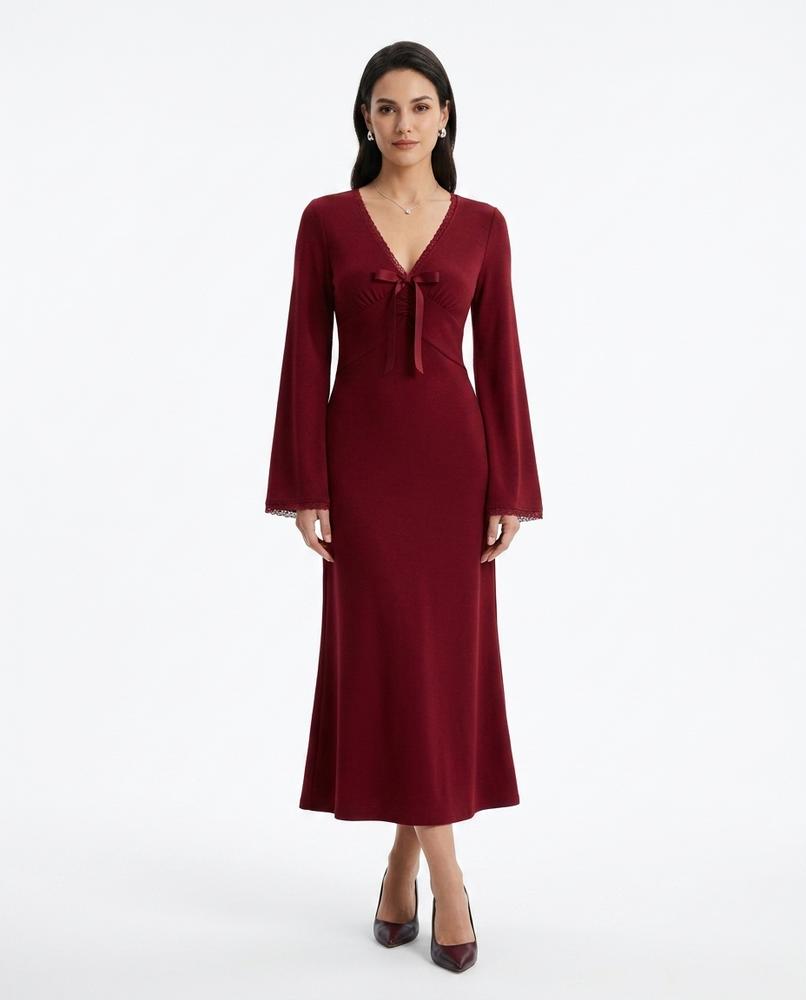 Nord Wear - Rover | V-Neck Lace-Trim Midi Dress Women