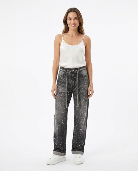 Nord Wear - Milom | Rhinestone-Embellished Straight-Fit Pants Women