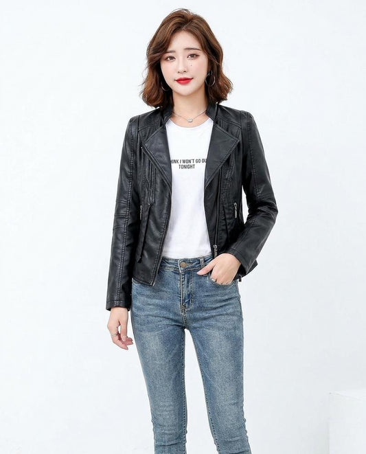Nord Wear - Vevin | Asymmetrical Fitted Leather Jacket Women