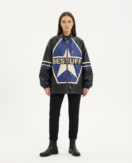 Nord Wear - Zerev | Graphic Oversized Leather Jacket Unisex