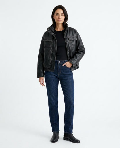 Nord Wear - Nodar | Padded High-Collar Leather Jacket Women