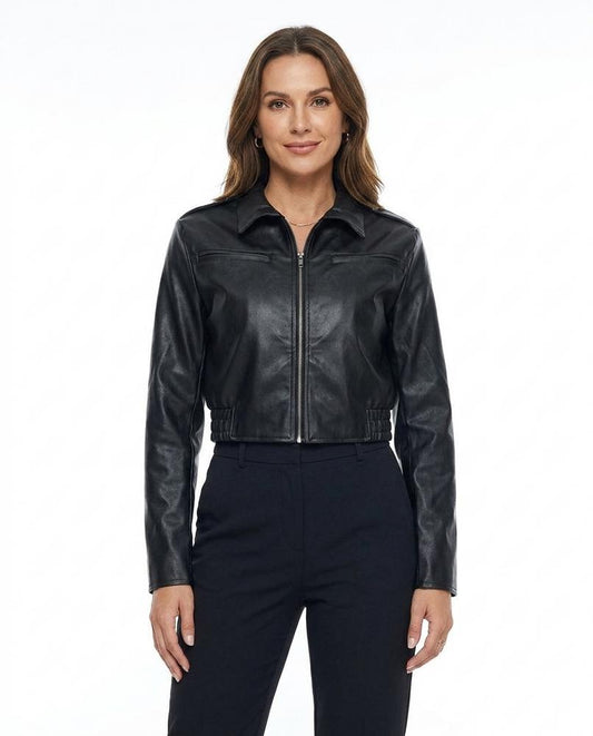 Nord Wear - Samon | Cropped Zip-Up Leather Jacket Women