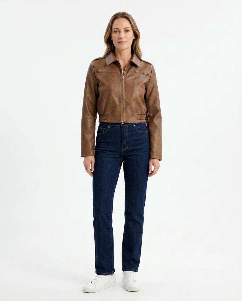 Nord Wear - Samon | Cropped Zip-Up Leather Jacket Women