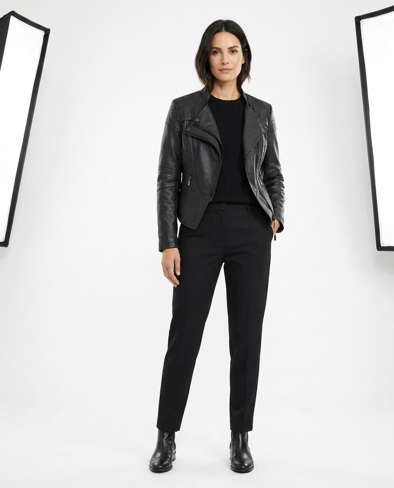 Nord Wear - Noren | Faux Leather Asymmetrical Zip Leather Jacket Women