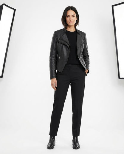 Nord Wear - Noren | Faux Leather Asymmetrical Zip Leather Jacket Women
