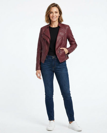 Nord Wear - Noren | Faux Leather Asymmetrical Zip Leather Jacket Women