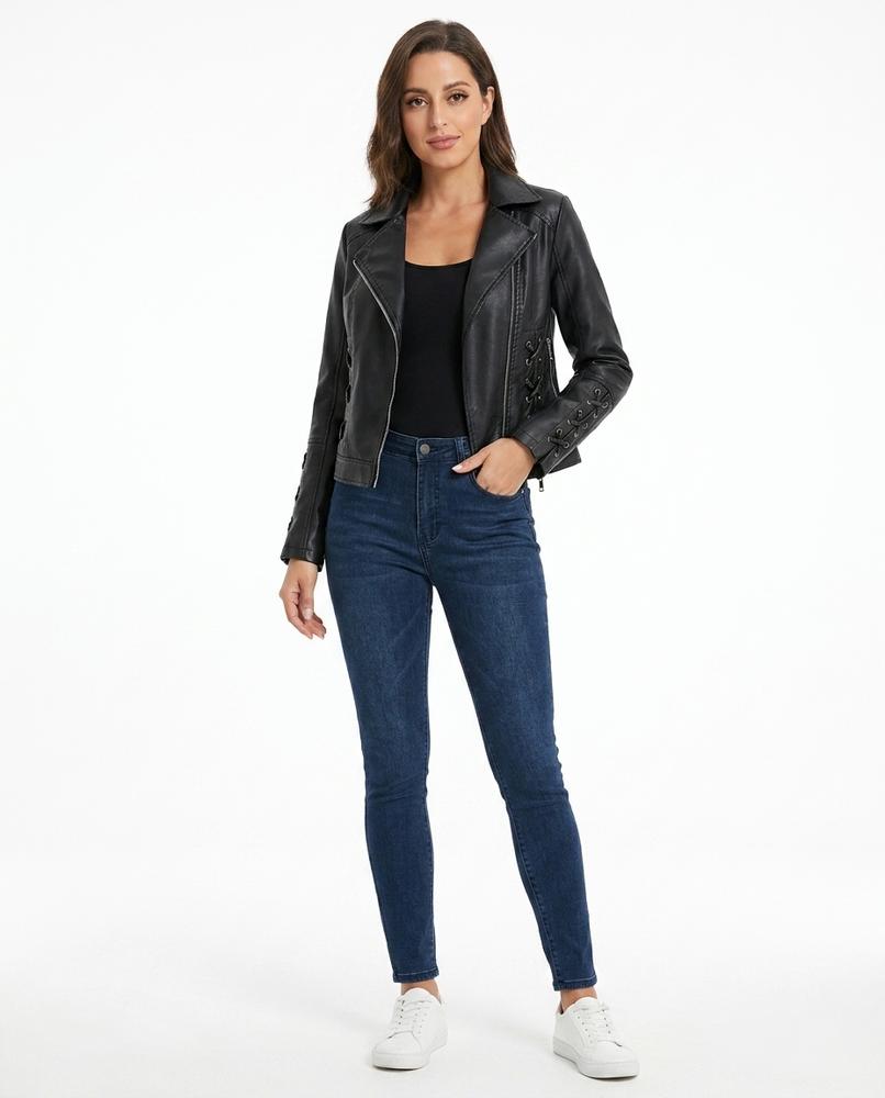 Nord Wear - Elkar | Asymmetrical Lace-Up Leather Jacket Women