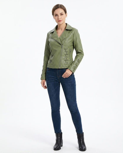 Nord Wear - Elkar | Asymmetrical Lace-Up Leather Jacket Women
