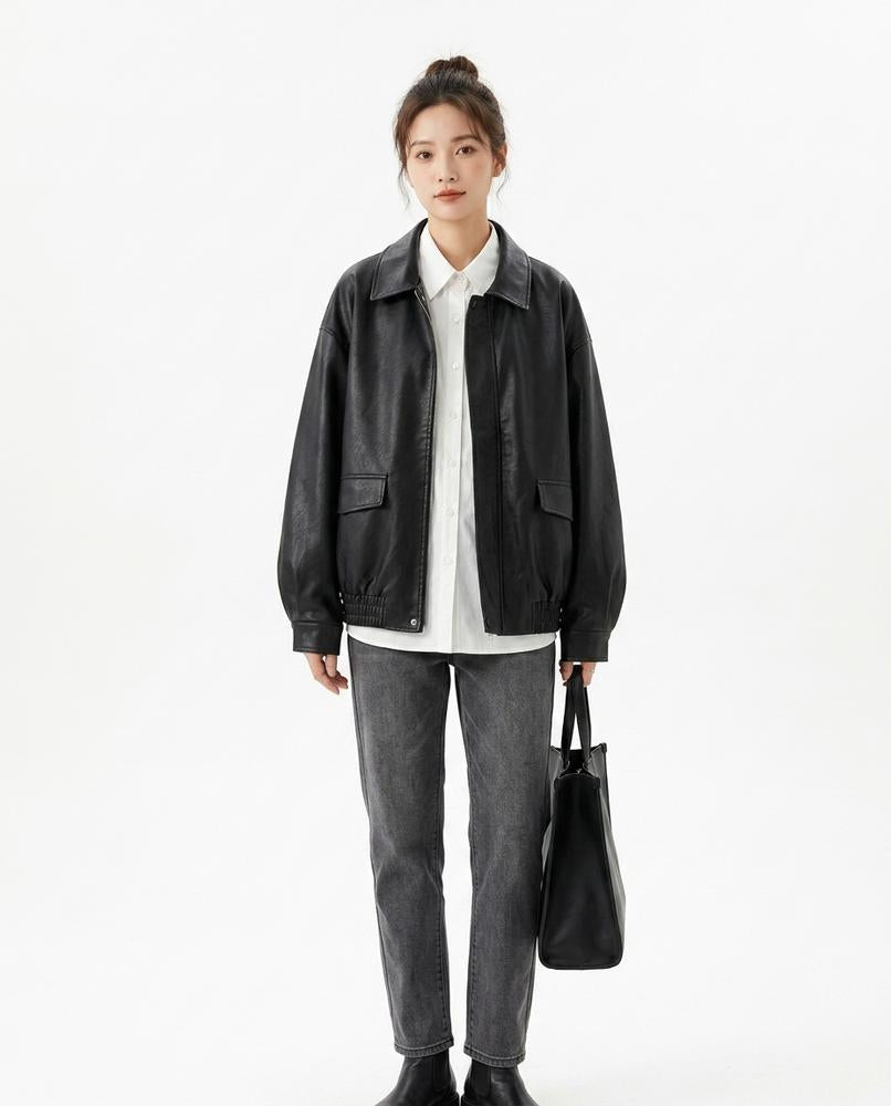 Nord Wear - Colen | Loose-Fit Zip-Up Leather Jacket Unisex