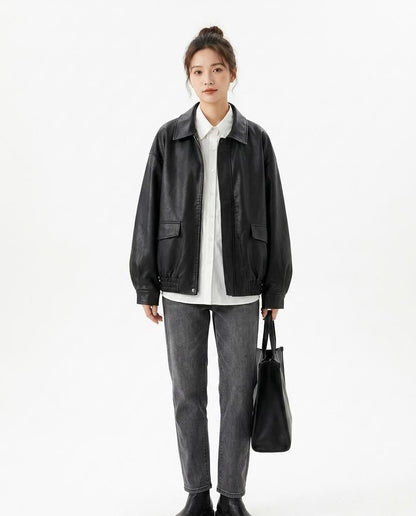 Nord Wear - Colen | Loose-Fit Zip-Up Leather Jacket Unisex