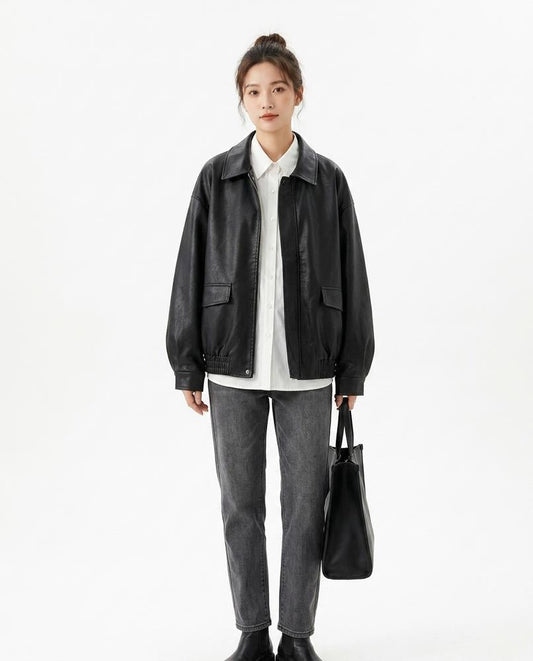 Nord Wear - Colen | Loose-Fit Zip-Up Leather Jacket Unisex