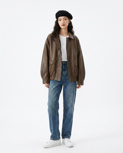 Nord Wear - Colen | Loose-Fit Zip-Up Leather Jacket Unisex