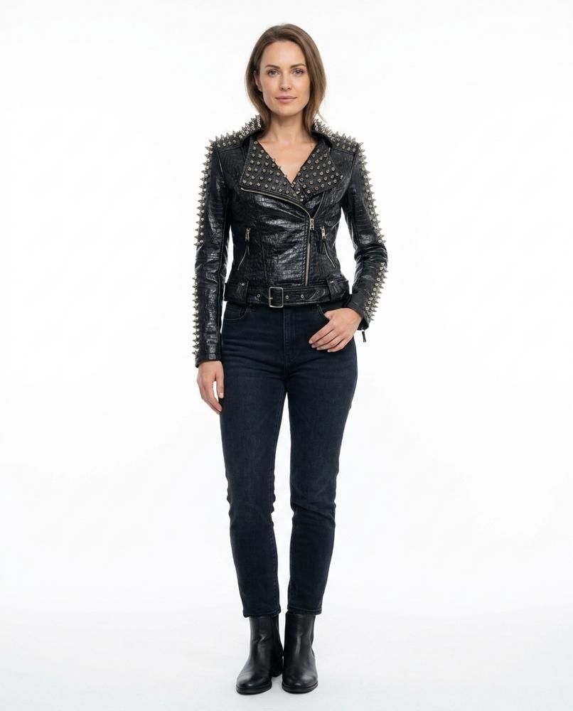 Nord Wear - Vehal | Studded Textured Leather Jacket Women