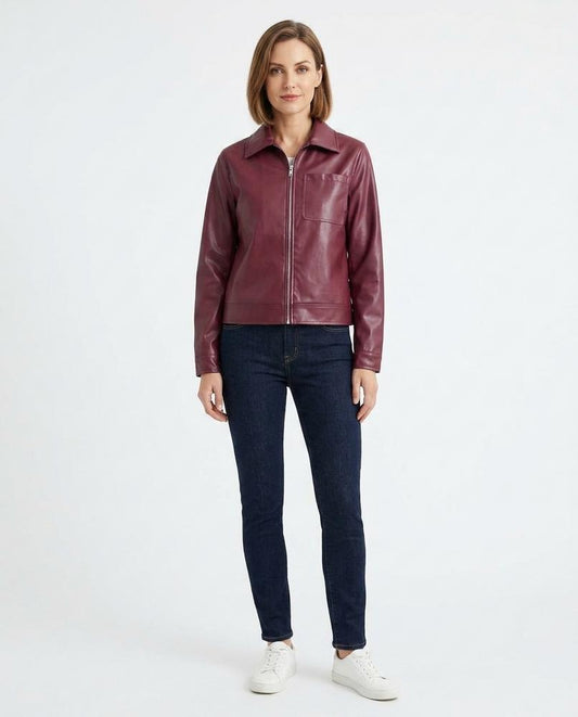 Nord Wear - Tilar | Faux-Leather Zip-Up Leather Jacket Women
