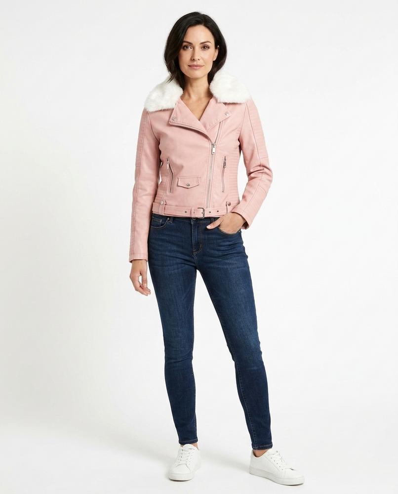 Nord Wear - Kaken | Faux-Fur Asymmetrical Leather Jacket Women