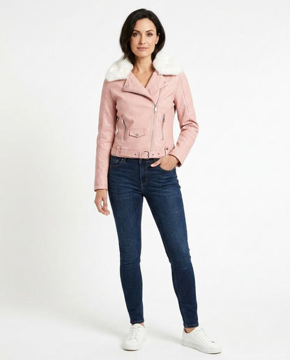 Nord Wear - Kaken | Faux-Fur Asymmetrical Leather Jacket Women