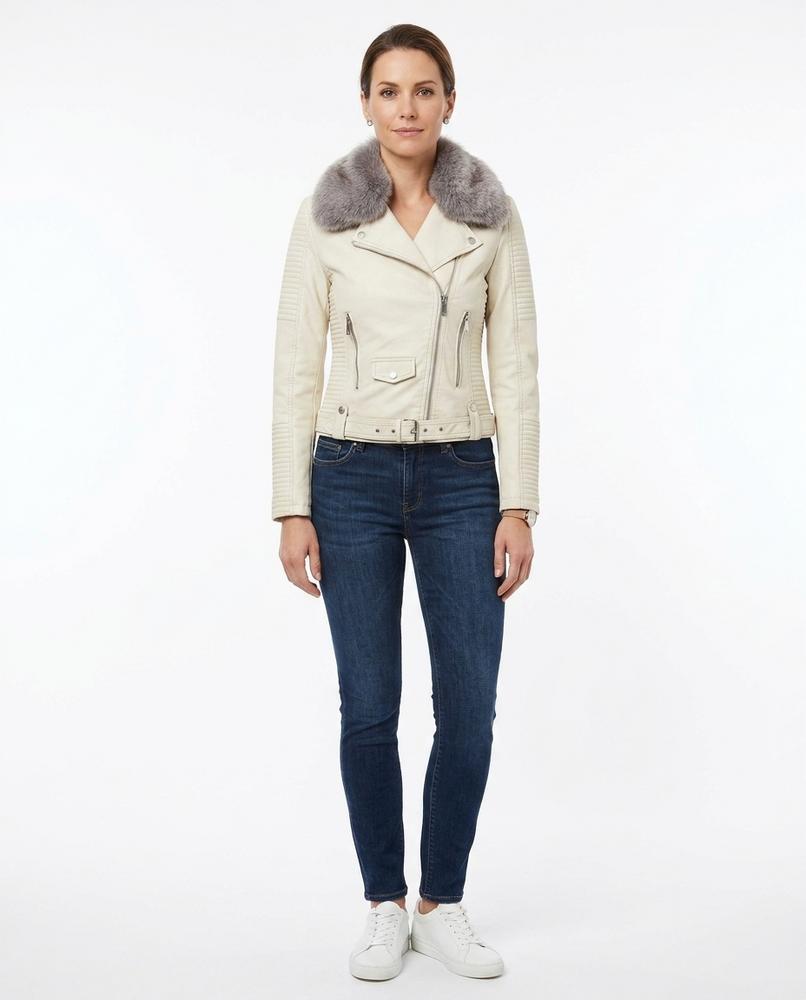 Nord Wear - Kaken | Faux-Fur Asymmetrical Leather Jacket Women