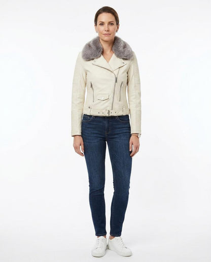 Nord Wear - Kaken | Faux-Fur Asymmetrical Leather Jacket Women