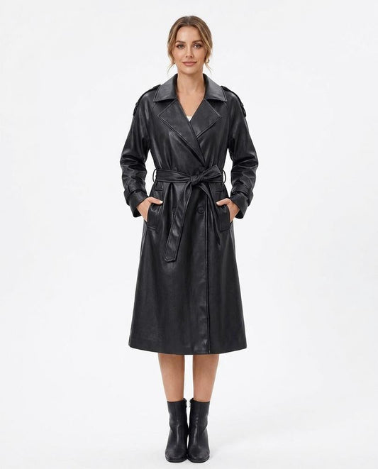 Nord Wear - Nihal | Faux-Leather Belted Coat Women