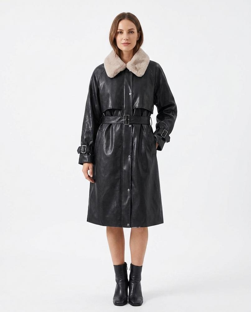Nord Wear - Keran | Faux-Leather Belted Coat Women
