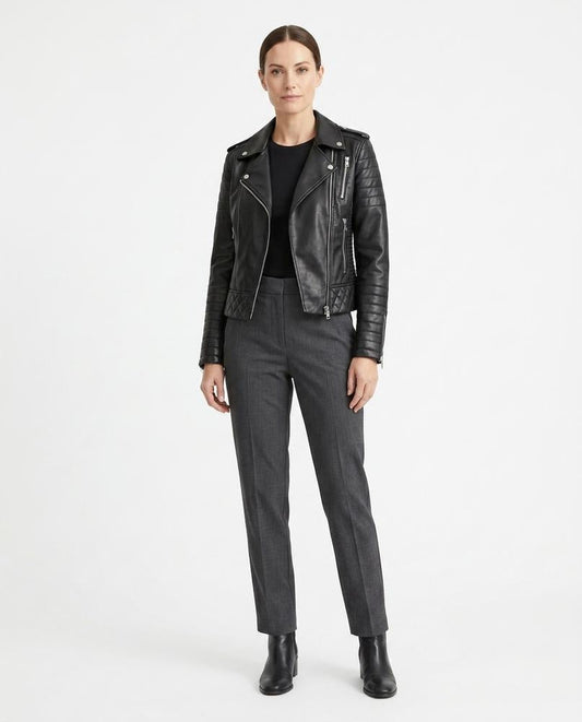 Nord Wear - Yolin | Quilted Asymmetrical Leather Jacket Women