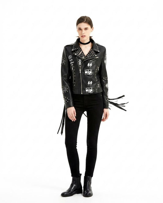 Nord Wear - Covar | Studded Printed Leather Jacket Women