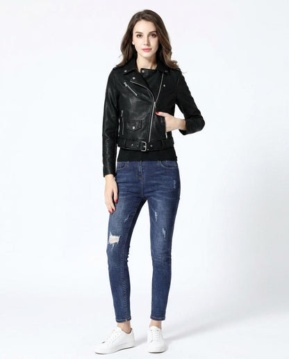 Nord Wear - Zerel | Asymmetrical Belted Leather Jacket Women