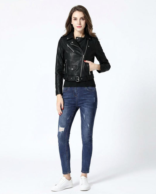 Nord Wear - Zerel | Asymmetrical Belted Leather Jacket Women